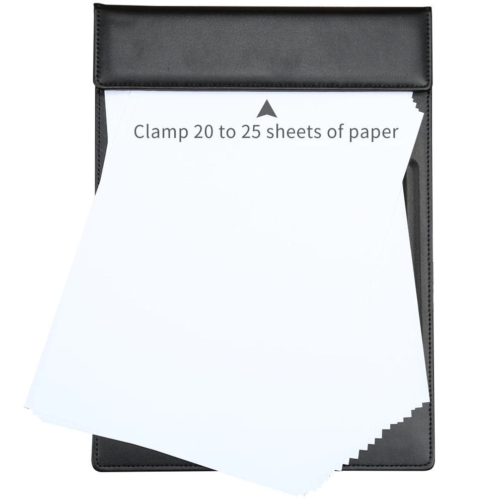 Custom and wholesale A4 Faux Leather Menu Clipboard Writing Board with Pen Slot