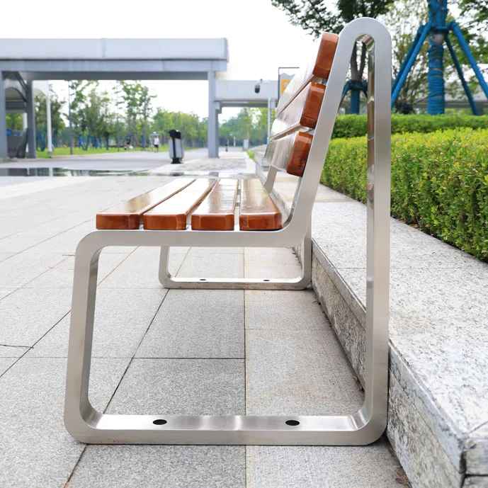 outdoor steel patio bench with backrest iron garden seats elegant design park leisure wooden waterproof decorative public bench