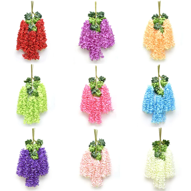 High quality artificial wisteria flower hanging vine simulation silk wisteria flower branch ceiling decoration