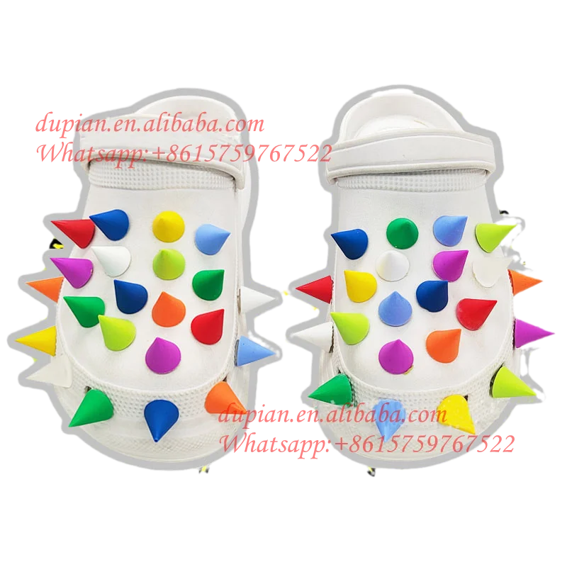 Unique Designer Colourful Spike Rivet Pvc Stud Pendants Luxury Charms For Clog Shoe Decorations Wholesale Custom Clog Charms