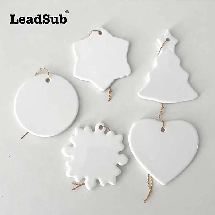 High quality christmas tree decoration Hanging Ornaments 2 side printing blank ceramic ornament for sublimation