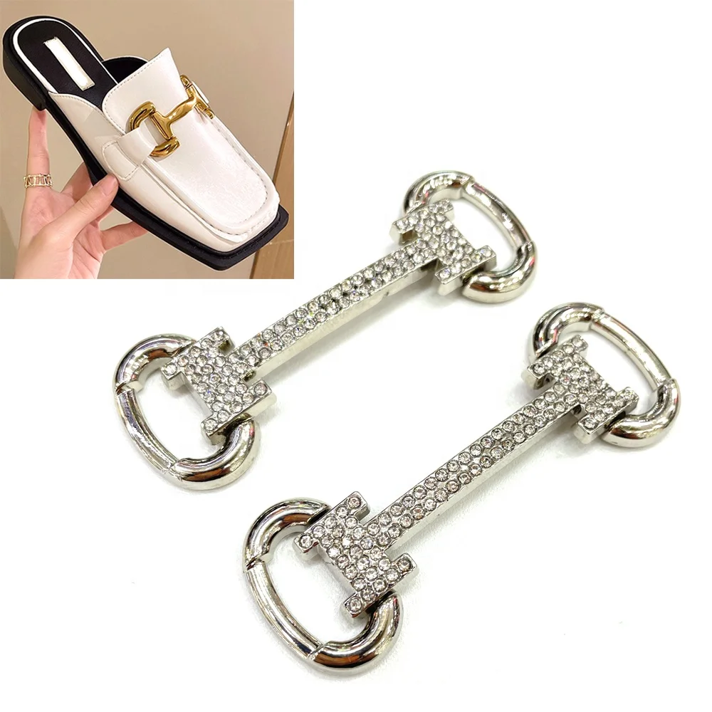 h018 factory supply crystal shoe accessories rhinestone Shoe buckles metal for women