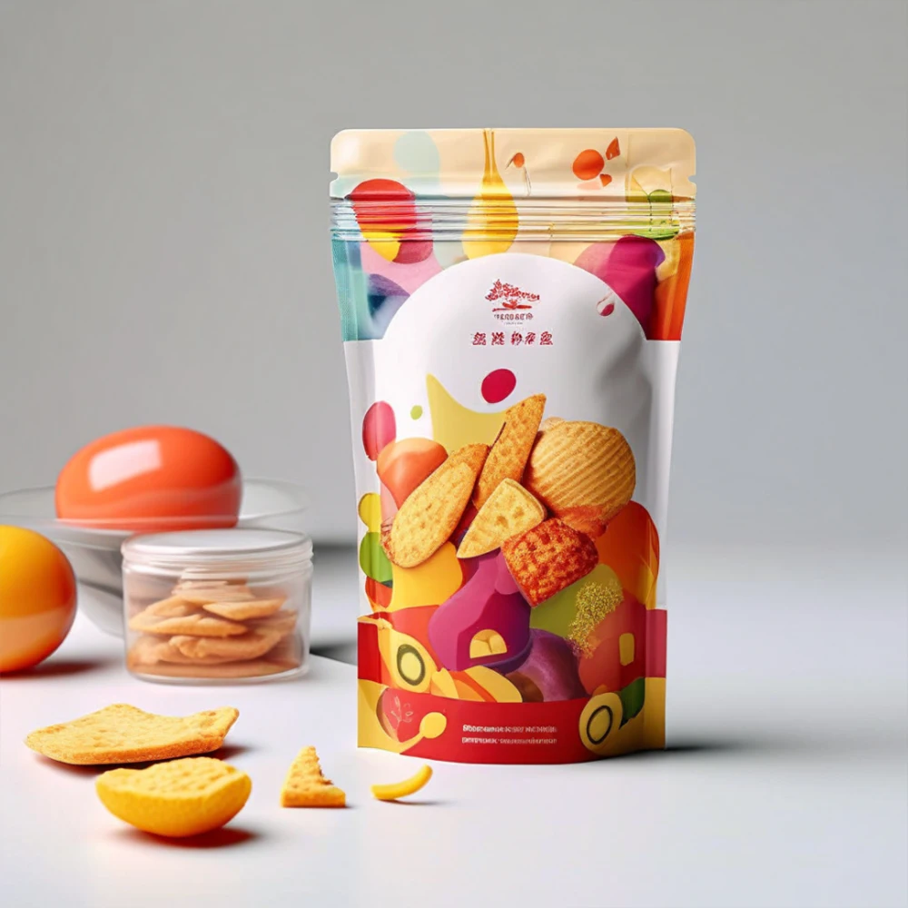 Printed Color Biodegradable Food Packagingbag Potato Chip Snack Packaging Plastic Bag Custom 140g 280g Stand Bottee with Handles