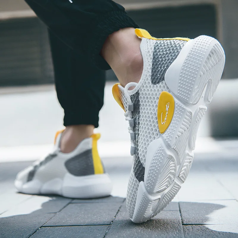 Wholesale high quality men slip on sneakers yellow black white shoes mens high fashion sneakers for men