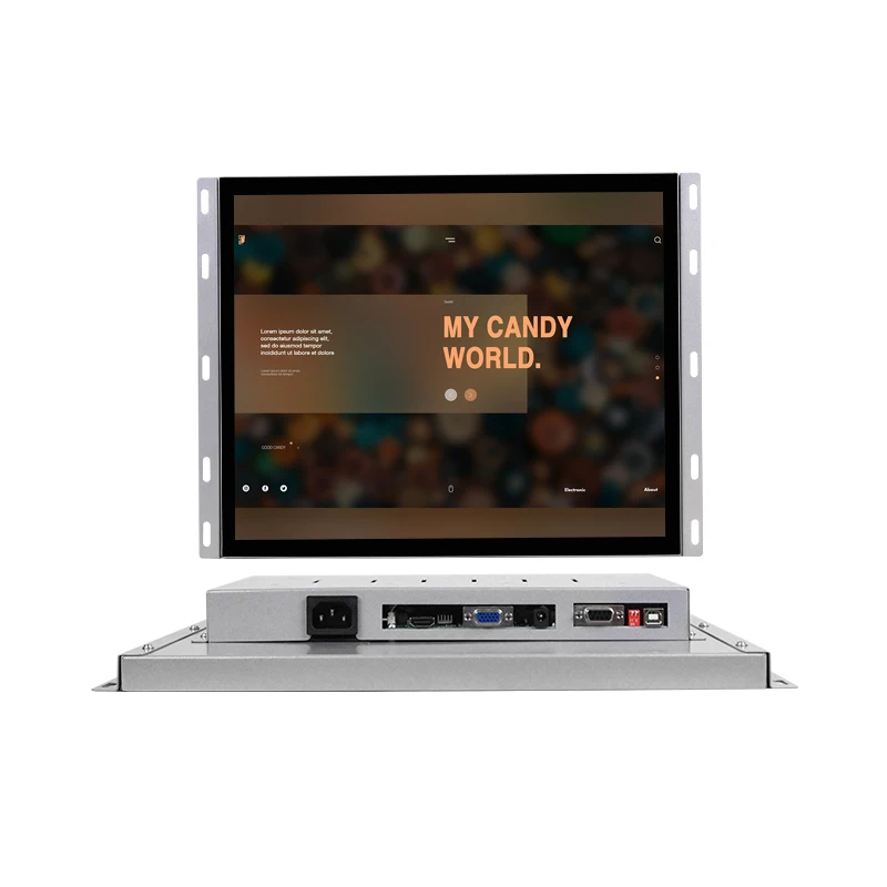 Fanless digital signage open frame pc 15 inch embedded industrial monitor with USB port