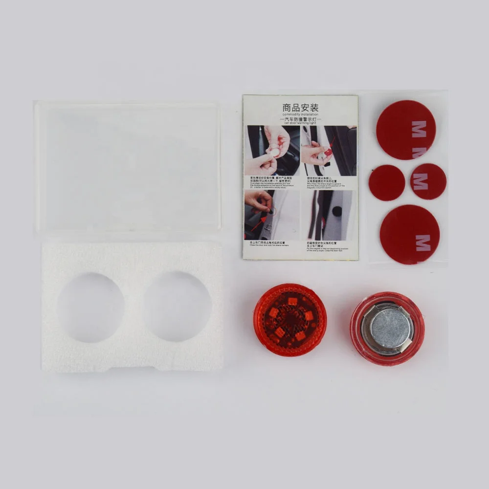 Car Led Door Open Strobe Warning Light 3 Leds Anti Rear-end Collision Safety Lamp Wireless Magnetic Induction Flash Signal Light