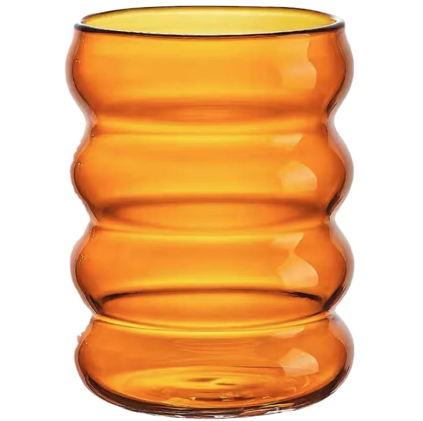 wholesale custom round 320 ml amber colored drinking water glass tumbler glasses