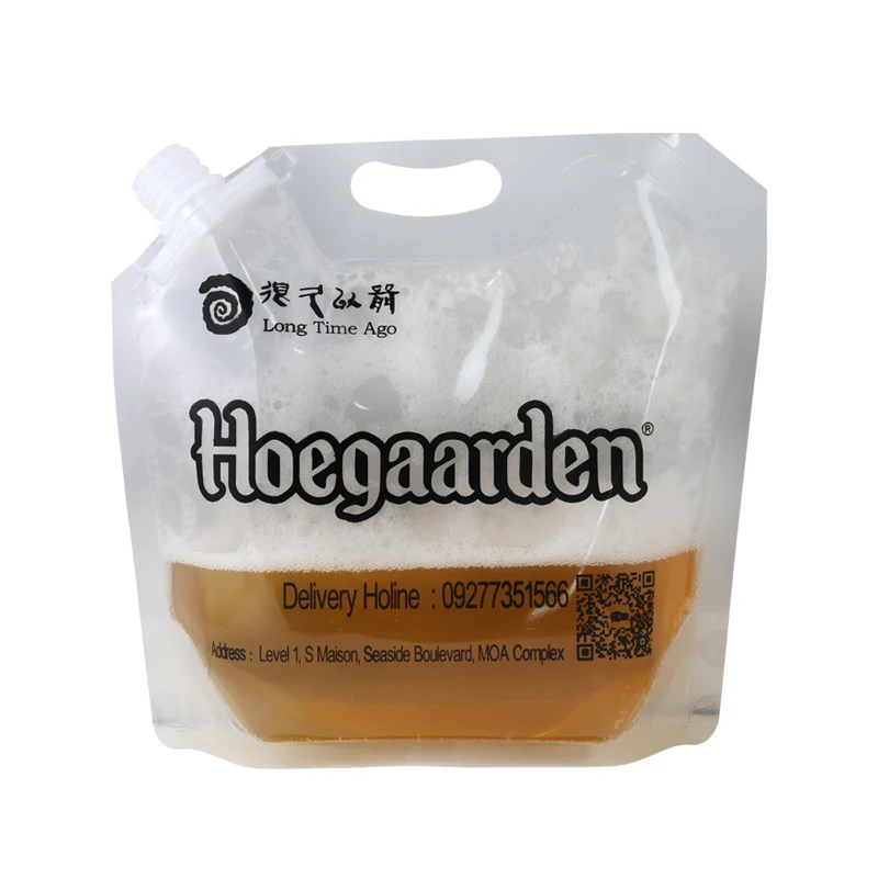 Customized liquid water milk juice oil plastic stand up packaging bag corner spout bag