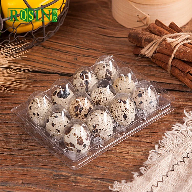 Quail Egg Carton 12 Holes Plastic Egg Tray with Lid Clear Clamshell Disposable Wholesale Pet/pvc Blister Food 14*10.5*3.9cm