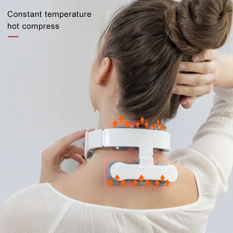 New Rechargeable Electric Shoulder Neck Deep Tissue Pain Relief Care Cervical Massager With 6 Heads