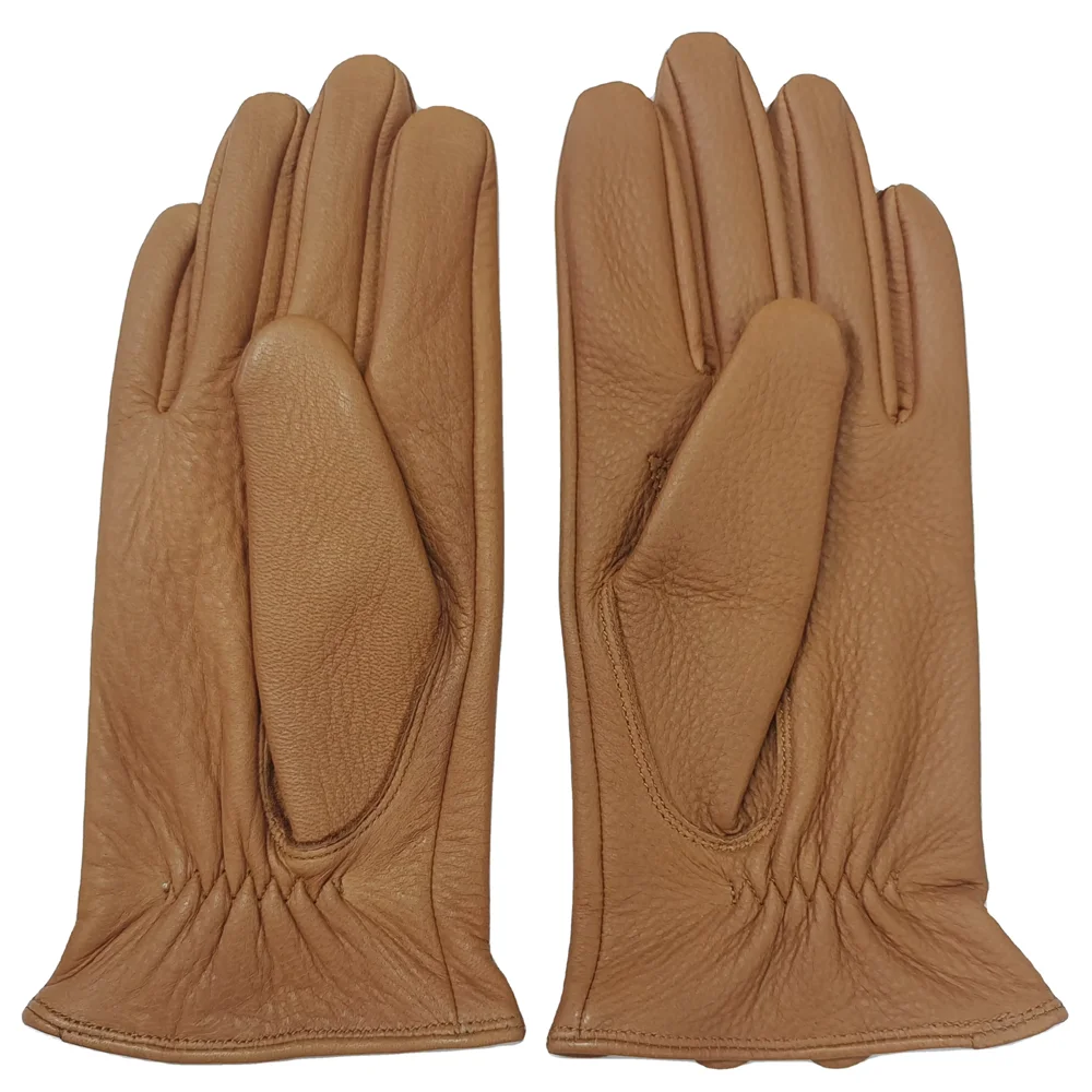 Nice New Fashion High Quality Lady Style No Lining Elastic on Palm  Full Finger Real Deerskin Original From USA  Leather Gloves