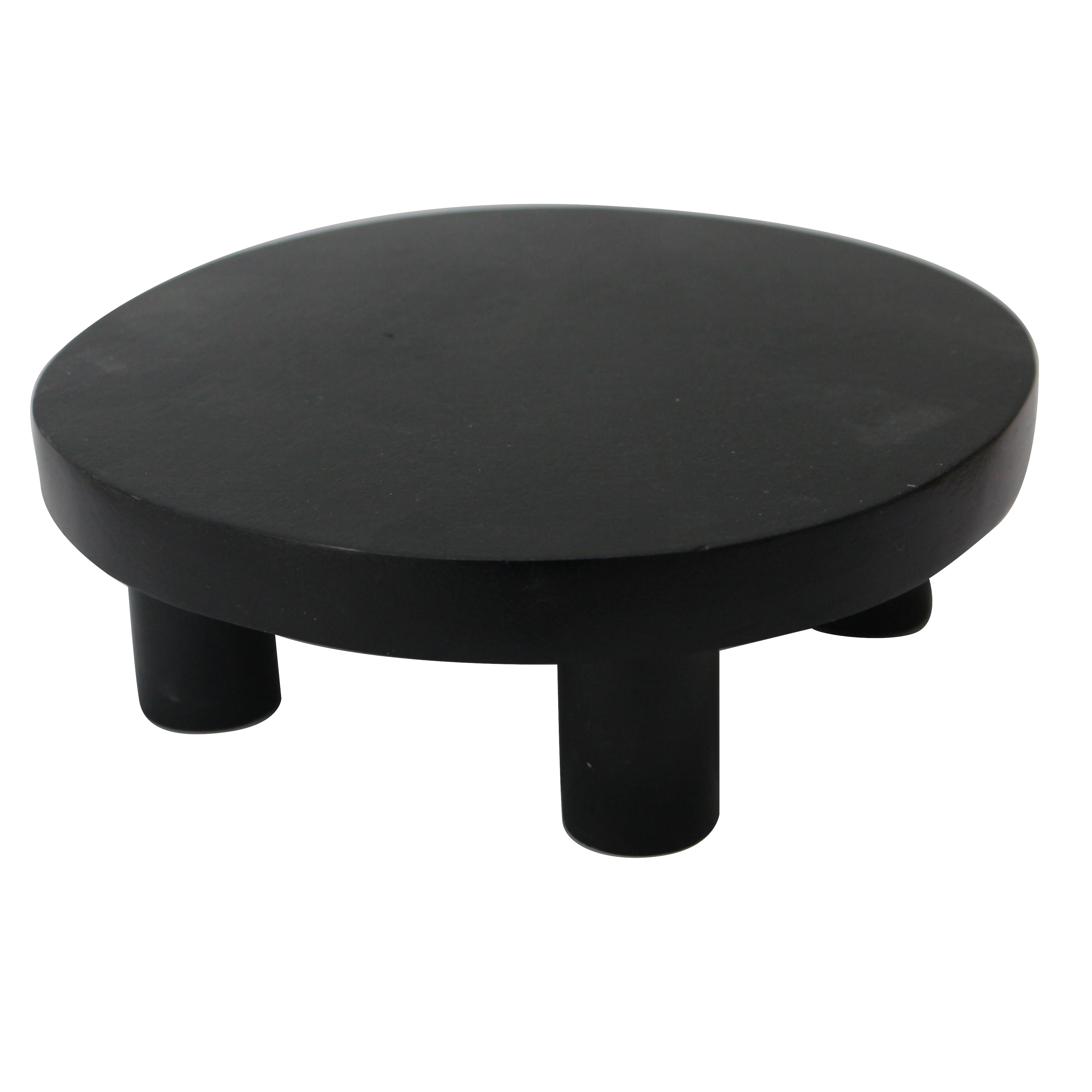 Wholesale Farmhouse Style Round Black Acacia Wood Riser Stand Footed Tray for Home Decor