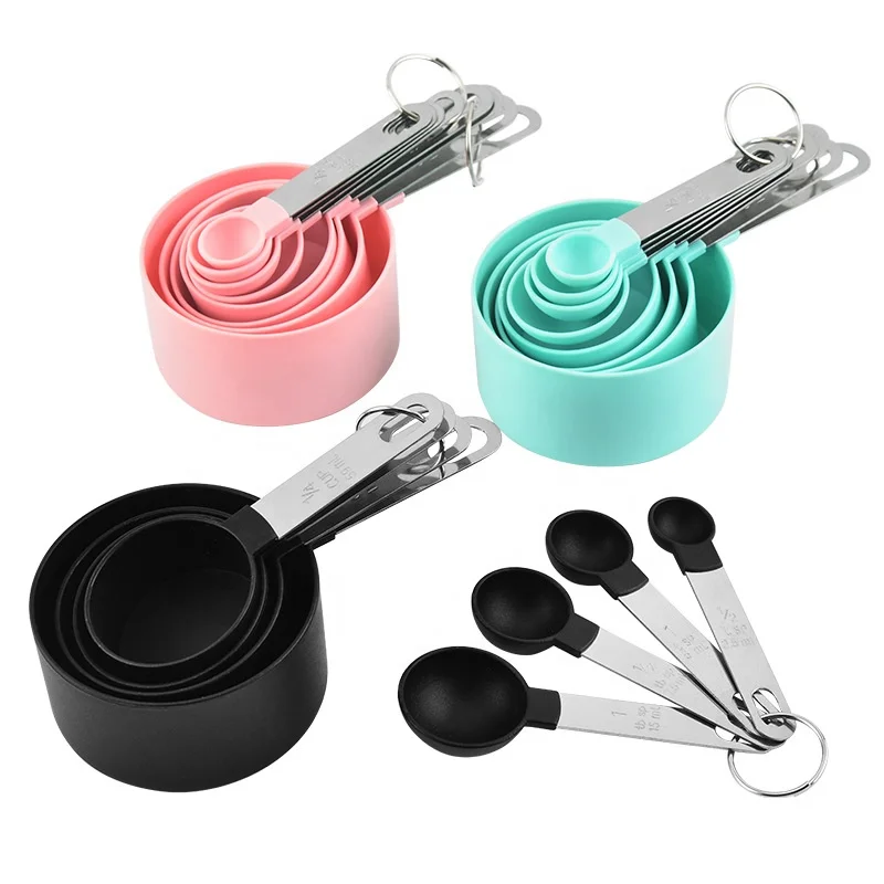 8-Piece Colorful Plastic Kitchen Utensil Set Factory Wholesale Baking Measuring Cups and Spoons
