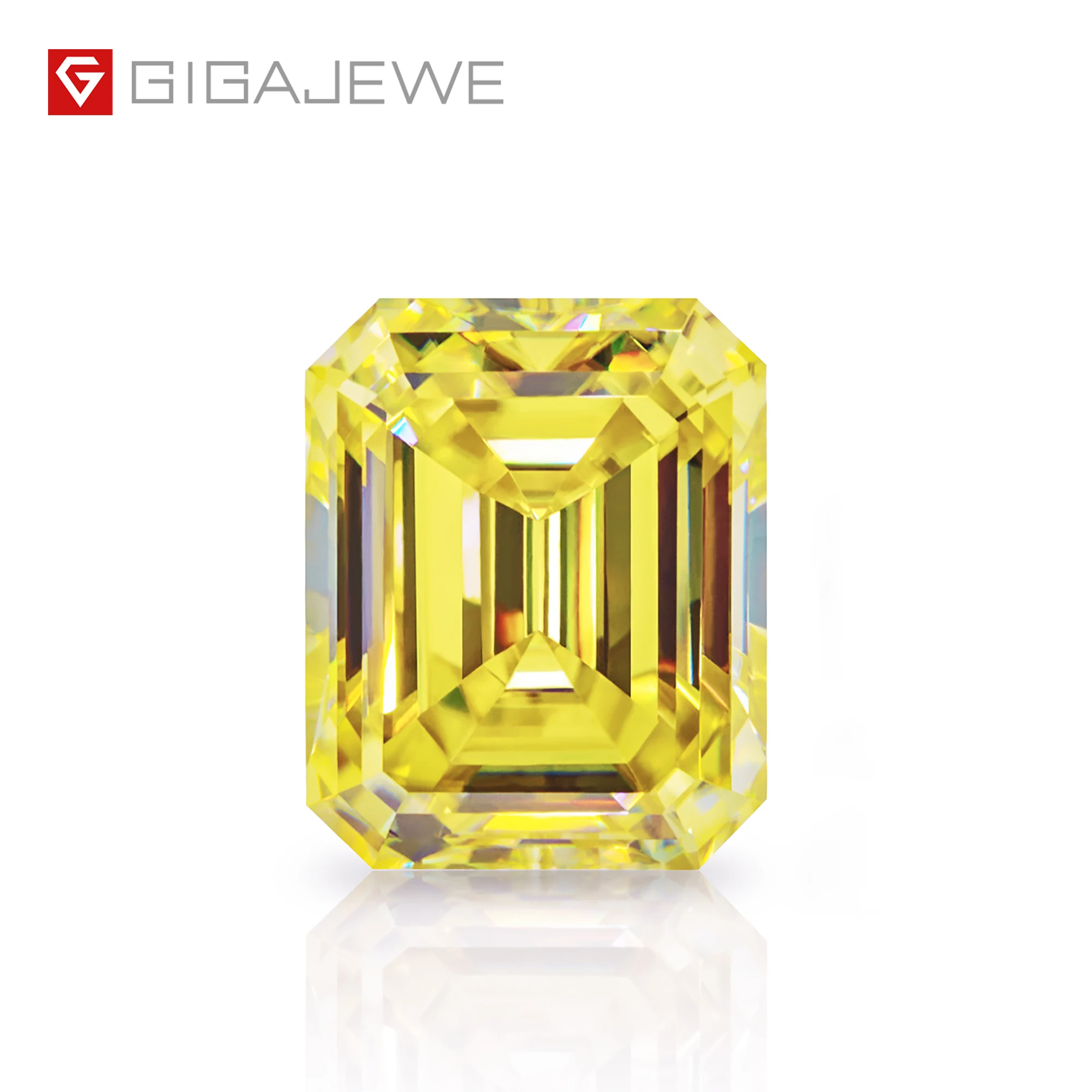 GIGAJEWE Vvs1 clarity  Fancy Vivid Yellow color Emerald Cut Moissanite gemstone for jewelry making