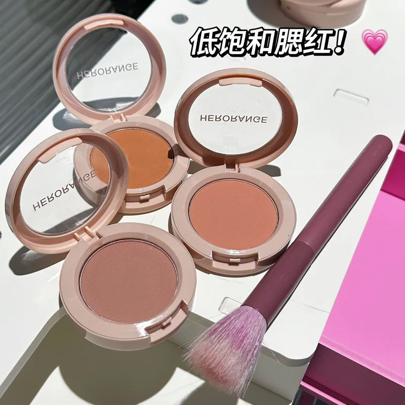Hot selling HERORANGE powder delicate natural durable hard to take off makeup low saturation monochrome powder blusher plate