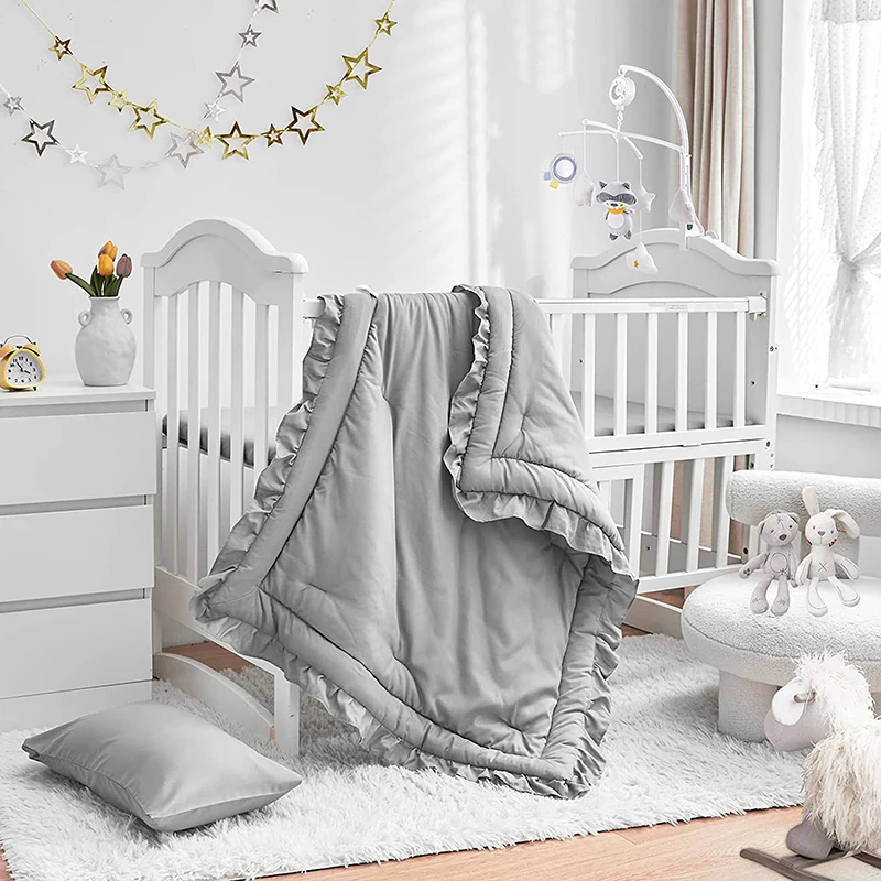 China toddler Crib Bedding Set Baby Cute Ruffle Quilted Comforter wholesale baby quilts