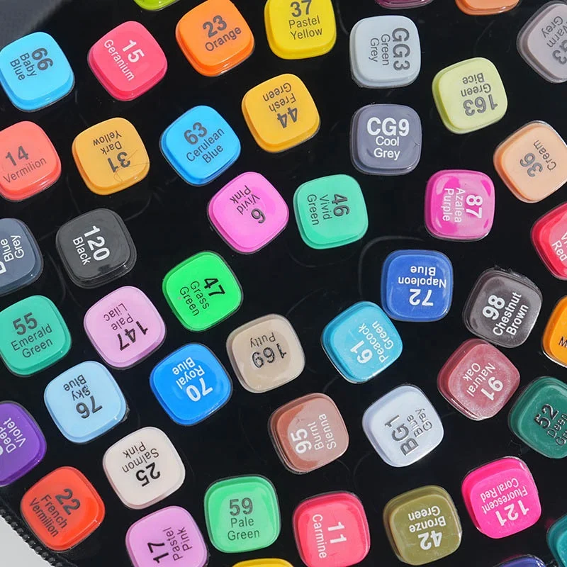 Hot Selling 168 Colors Dual Tip Alcohol Graffiti Marker Artist Painting Permanent Brush Markers Pen Set