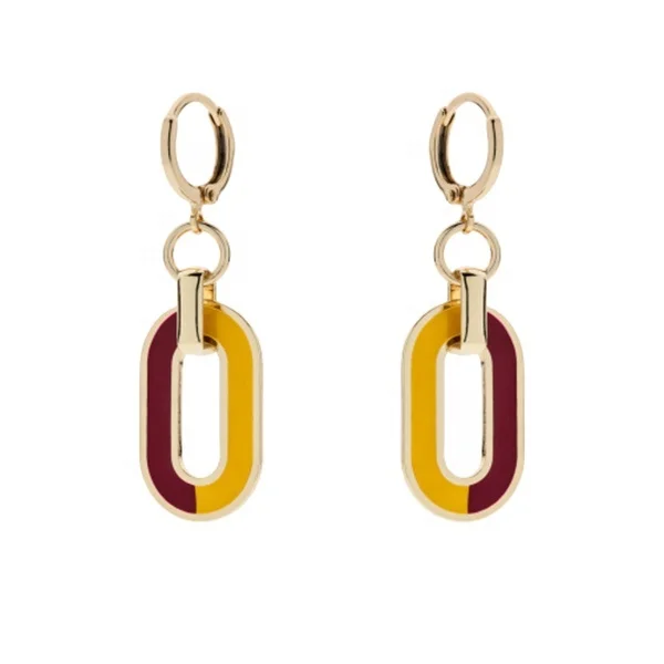 Производство Модные женские ювелирные изделия эмалевые серьги высокого качества из нержавеющей стали PVD позолоченные украшения