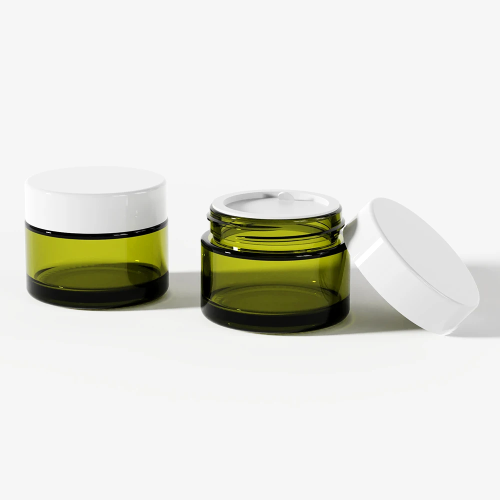 Glass Jar Wholesale Cosmetic Glass Plastic Screw Cap Round, Mason for Cream , Frosted Cream Glass Packaging 50g 100g Black