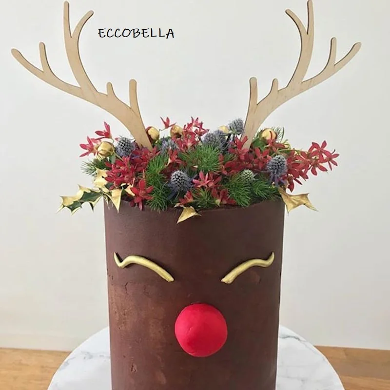 Hot sale elk antler acrylic cake decorating supplies Christmas cake topper