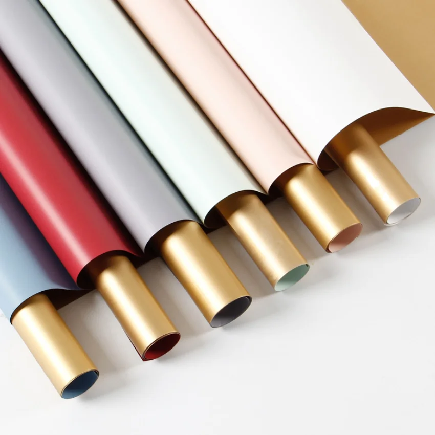 Korean Florist Packing Wrapping Paper Chinese Gift Flower Bouquet Wrap Paper Waterproof Golden Paper