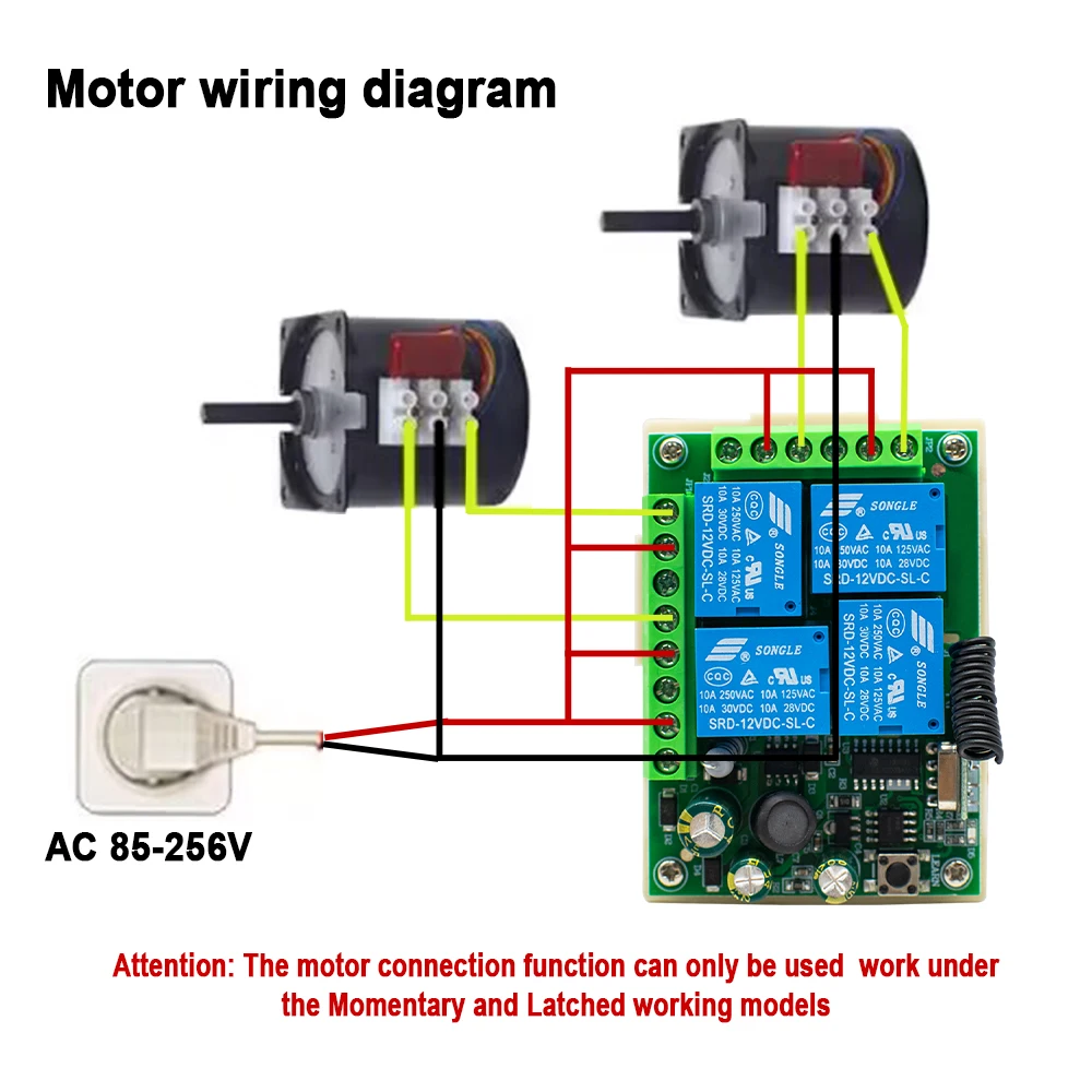 Universal Wireless Remote Control Switch AC 220V 85-256V 4CH Relay Receiver Module & 4 Channel RF Controller 433 Mhz Transmitter