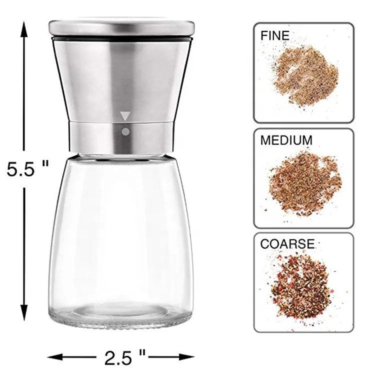 New Mechanical 150ml Manual Pepper Grinder Customized 180ml Stainless Steel Pepper Mill Kits