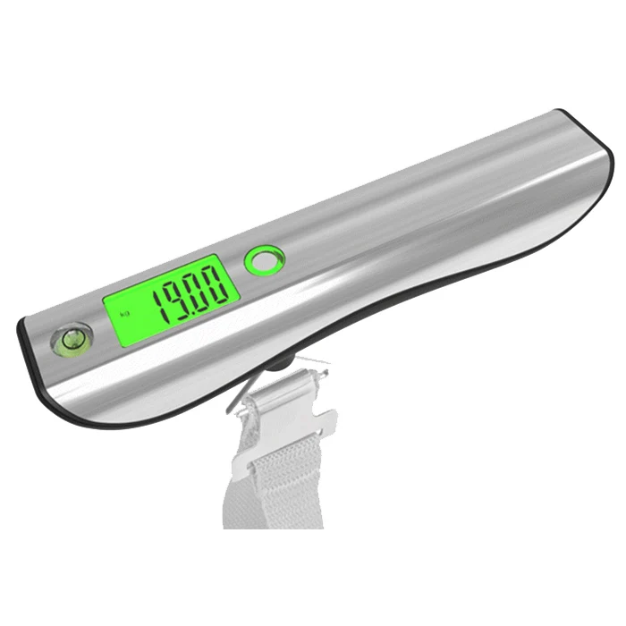 J&R Ergonomic Handle Stainless Steel Portable Weighing 50KG Luggage Scale with Measurement Tape