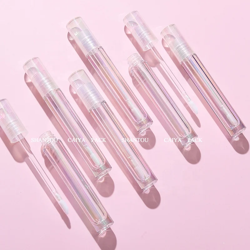 CAIYA wholesale OEM 3ml new unique round cylinder empty full transparent clear lip gloss tubes lip balm tint bottle packaging