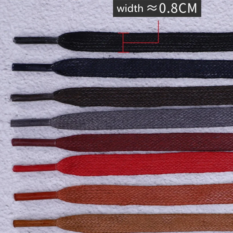 Custom Wax Cotton Shoe Laces 8MM Flat Waxed Cotton Shoelaces Flat Waxed Laces for Sneakers