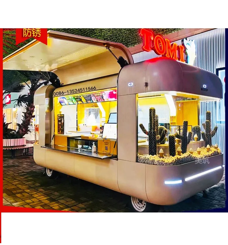 Hot Sale Ice Cream Truck Coffee Van Food Trailer Fast Food Cart Wedding Cart Wine Beer Mobile Bar cart