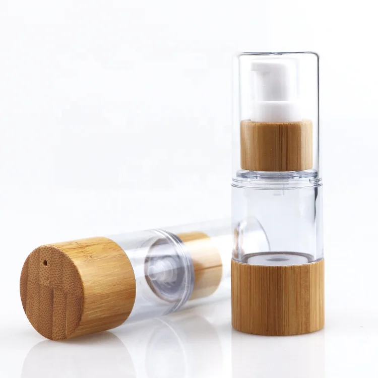 Eco Friendly Spray cosmetic bottle 15ml 30ml 50ml 100ml Lotion Pump Bamboo Airless Bottles