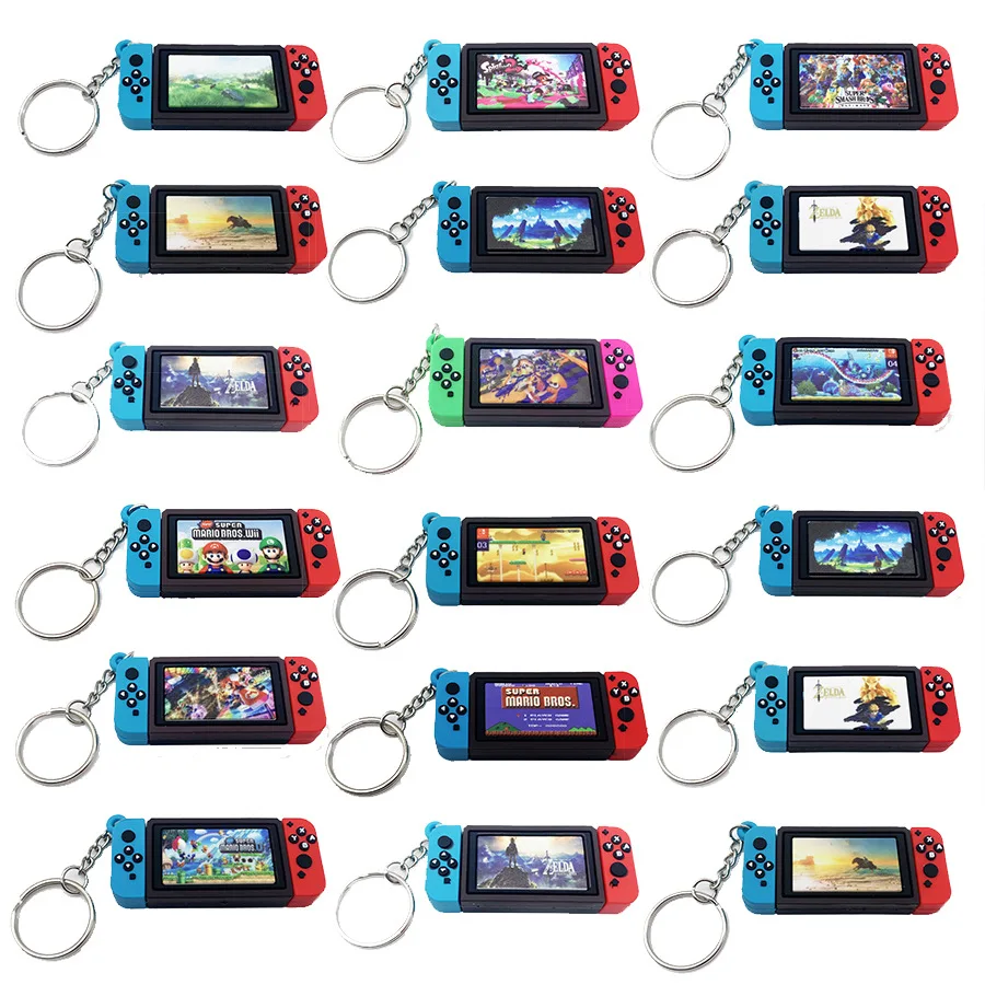 Swith Game Controller Keychain Customized Printing Mario Animal Cross Zelad Game Picture Keyring