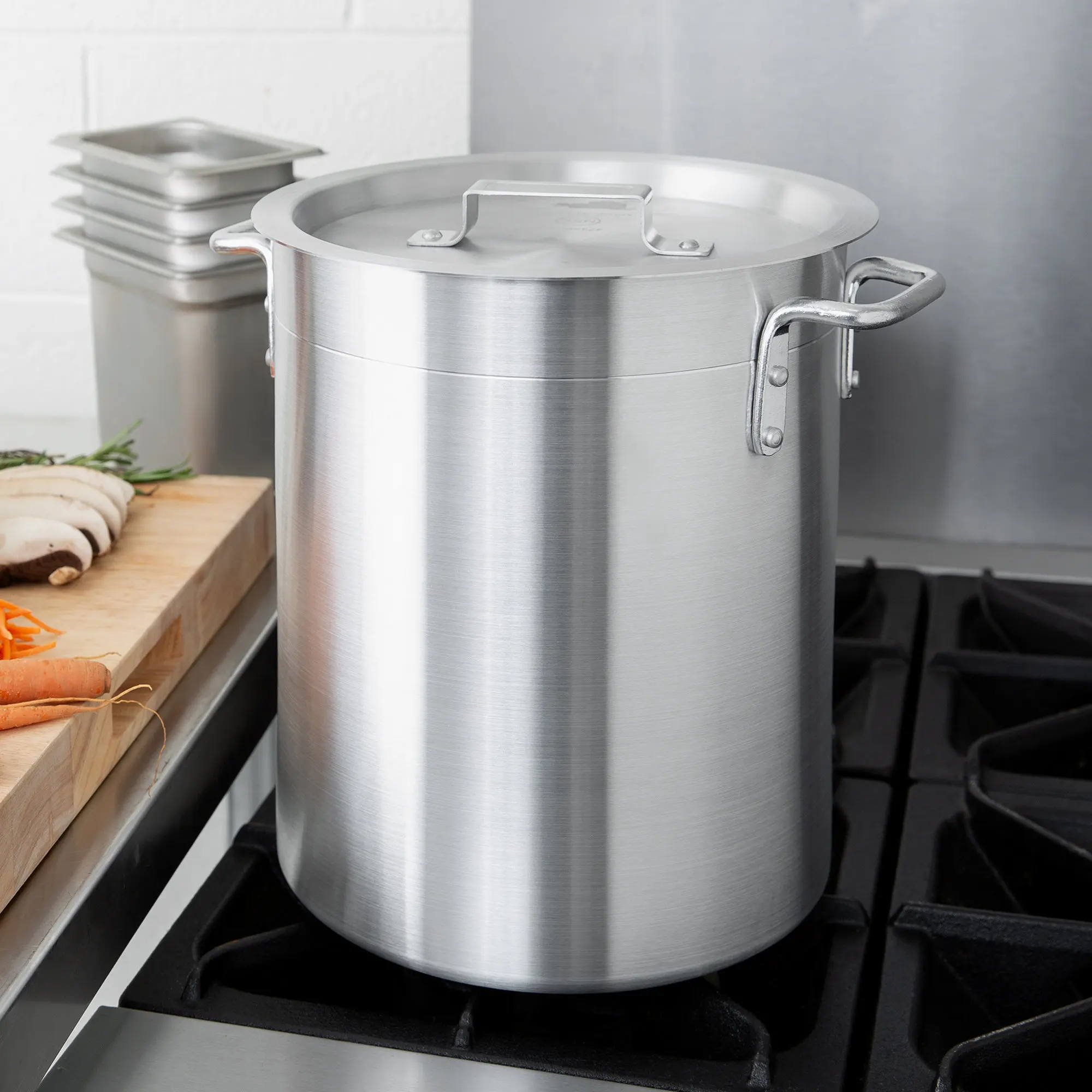 5-Piece Standard Weight Aluminum Stock Pot Set with 20QT, 24QT, 32QT, 40QT, and 52 QT Pots and 5 Pot Covers