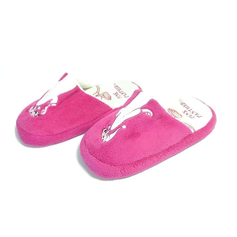 Panther embroidered slippersfleece soft hotel fancy custom made plush shoes