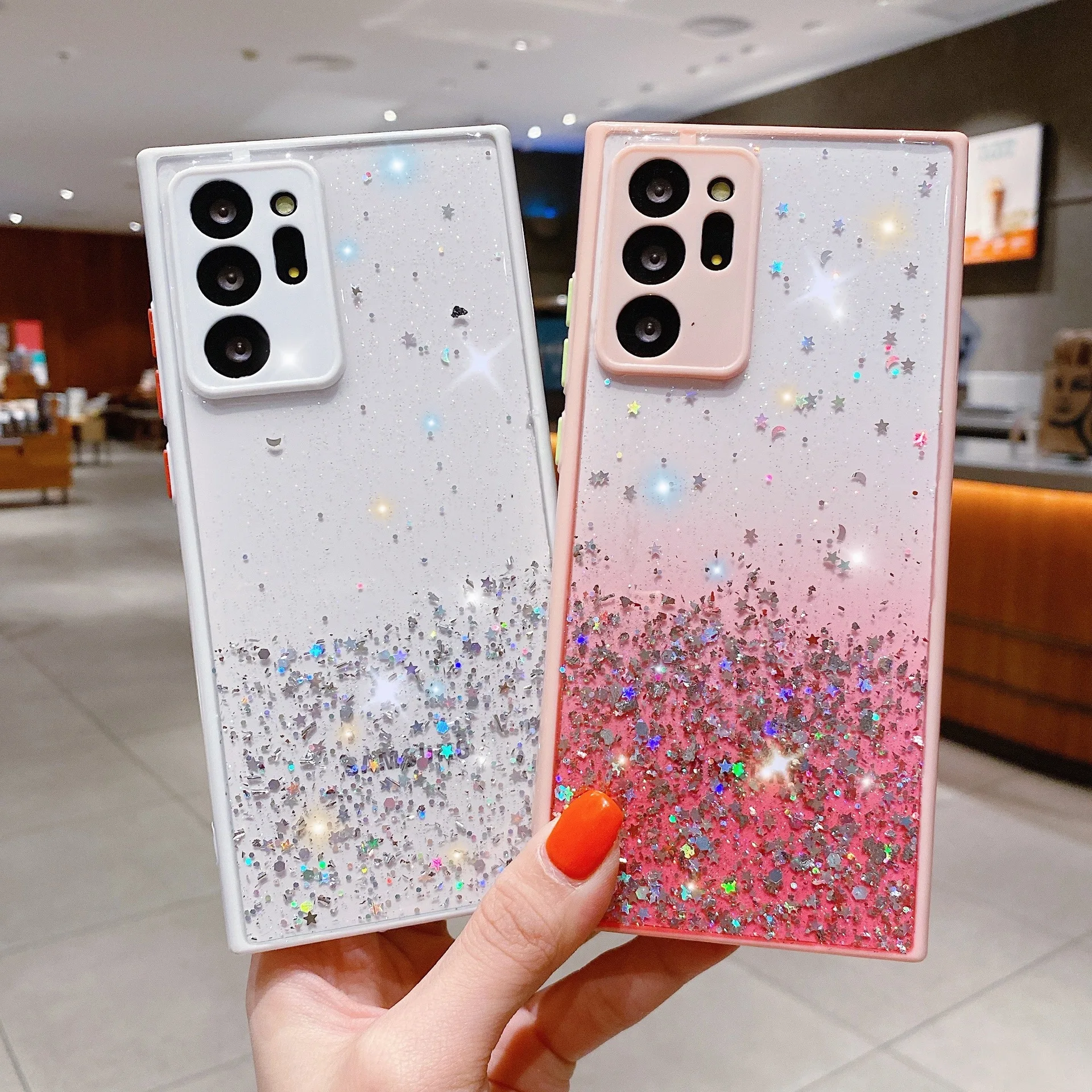 Shockproof Case For Samsung S22 Ultra Shiny Bling Glitter Star Clear Soft Cover for Samsung Galaxy S22 Plus Ultra 5G Phone Case