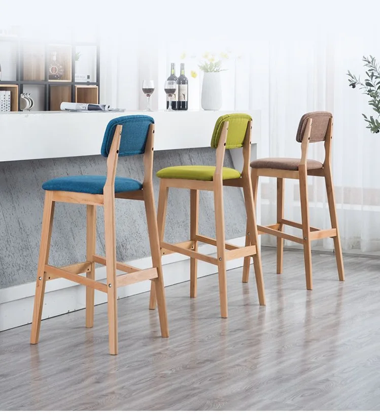 DISHI Wholesale Nordic Luxury Dining Restaurant Furniture Pub Cafe Home Patio Outdoor High Wooden Bar Stool
