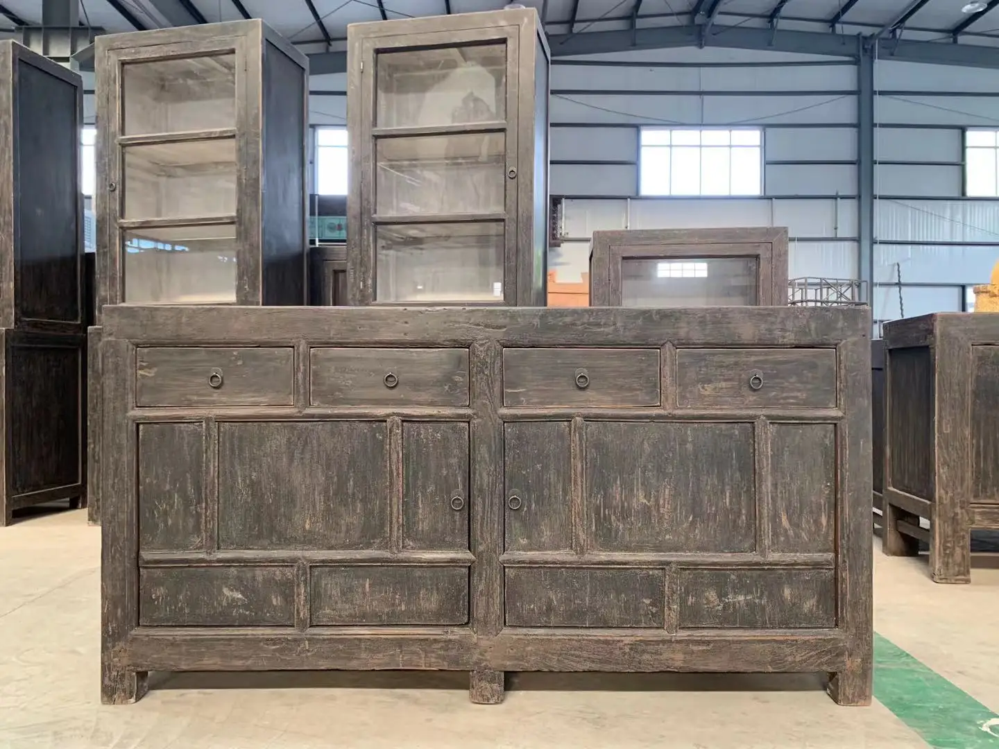 popular selling shabby-chic black four drawer two door living room cabinet kitchen room cabinet