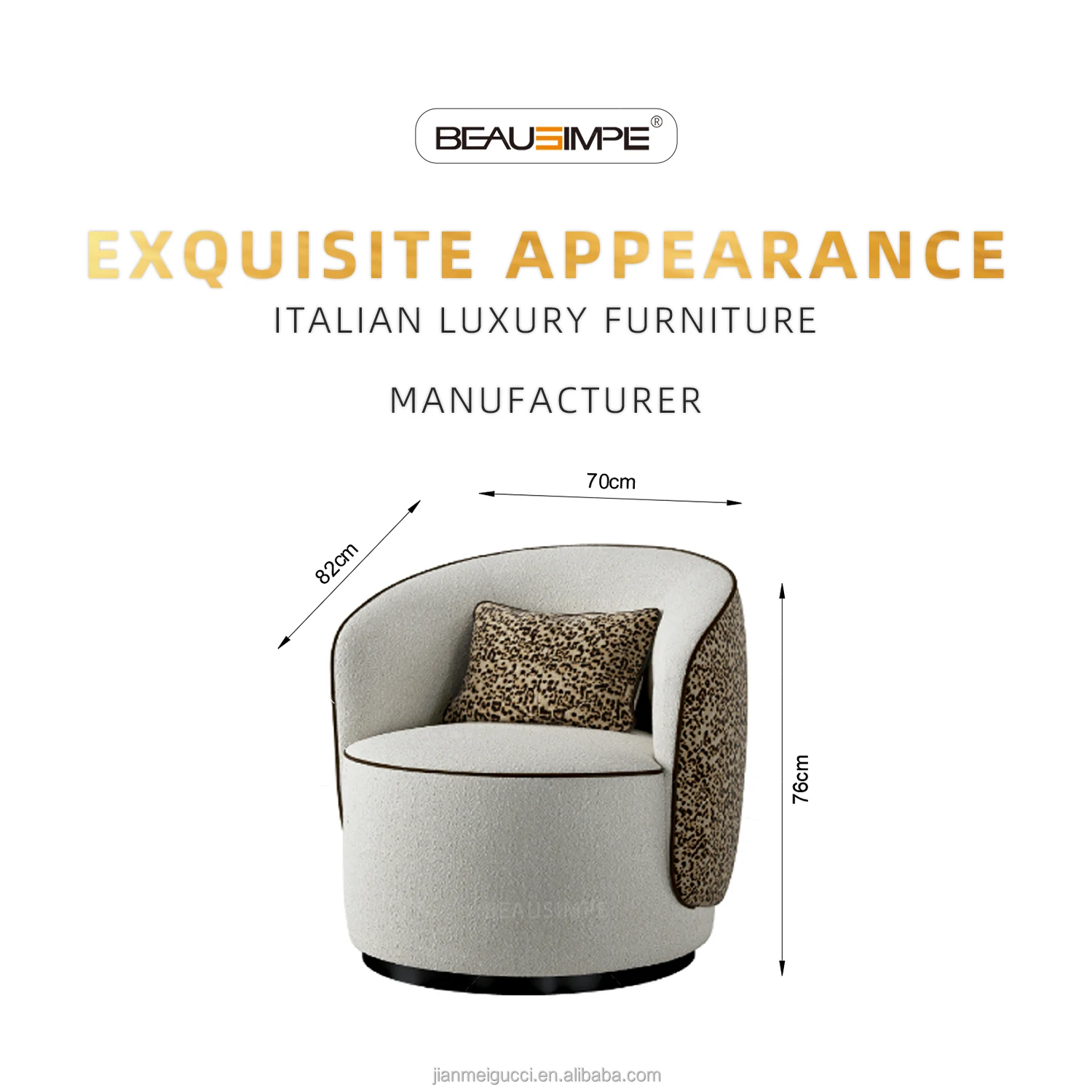 Italian Annabelle Armchair Modern Tufted Sheep Skin Accent Swivel Chair Living Room Bedroom Lounge Chair Luxury Single Sofa