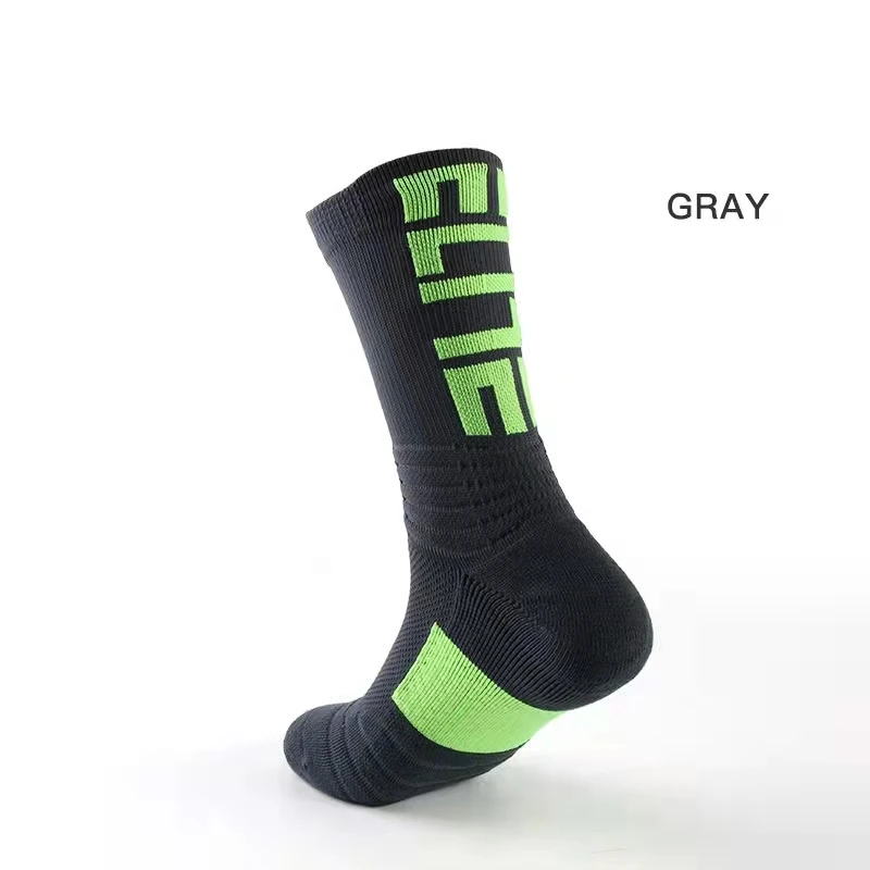 Logo Design Customized Cushion Thick Terry Non-slip Bottom Crew Calcetines Elite Sport Socks Men Basketball