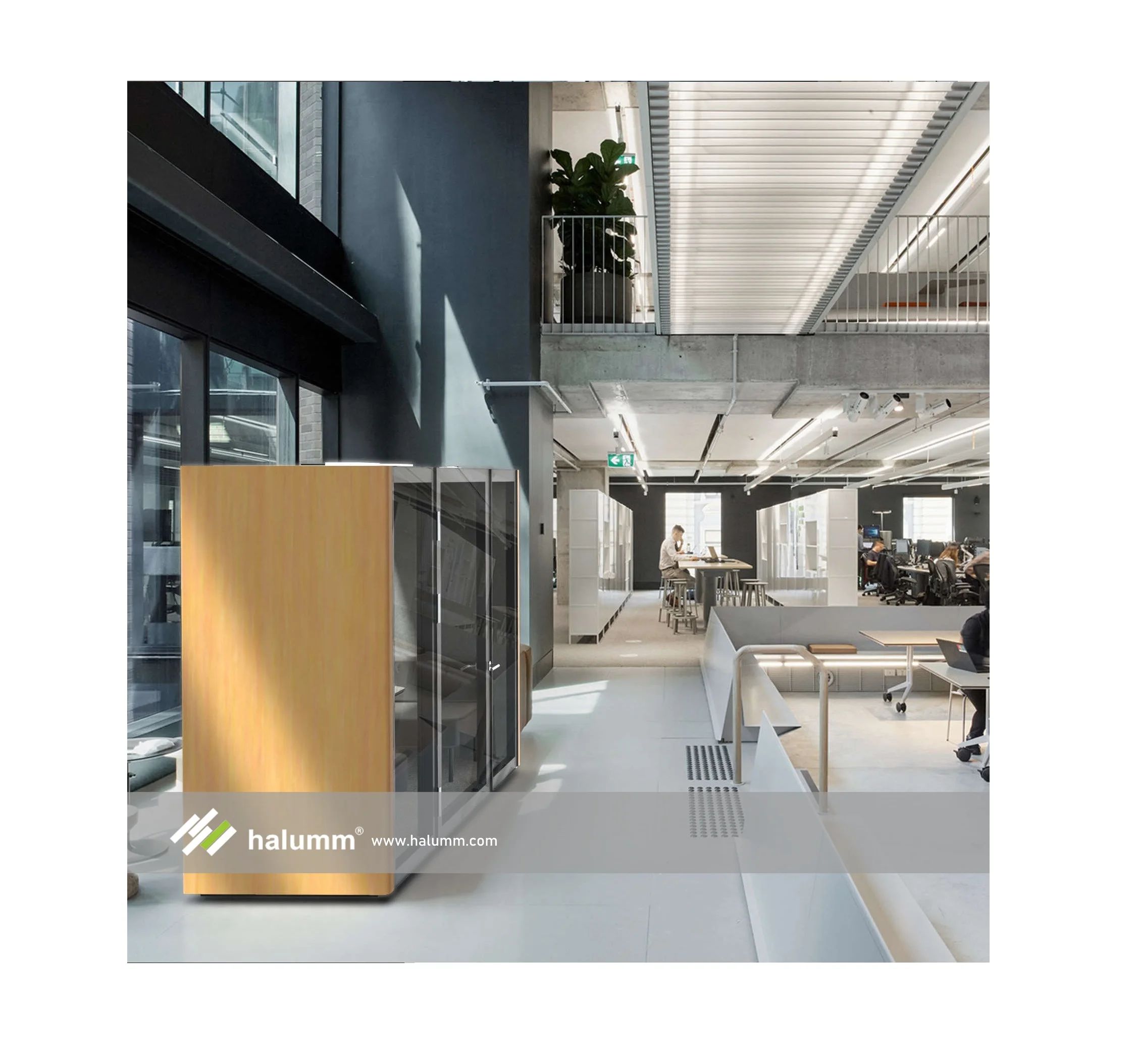 coworking ventilation system Wood faced Privacy work office phonebooth  Meeting pod