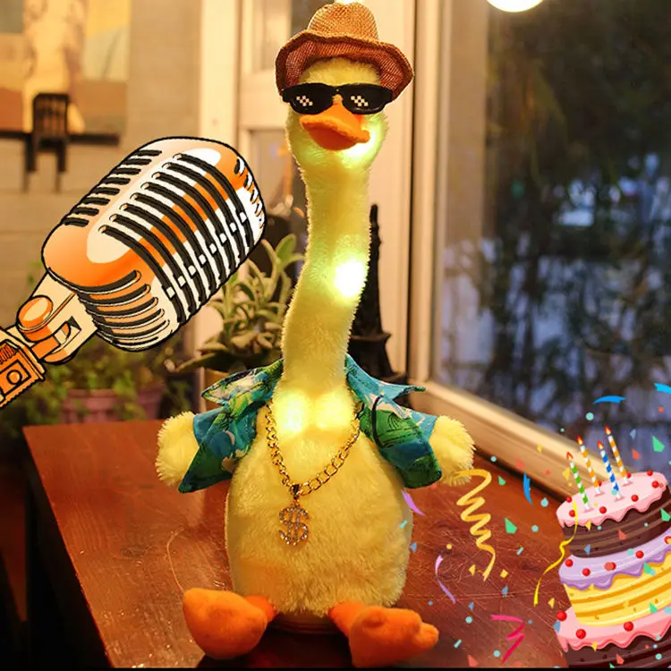 Recording Talking Singing Music Dancing Yellow Duck Plush Toy Funny Wriggle Doll Talking Game Funny stuffed plush toy