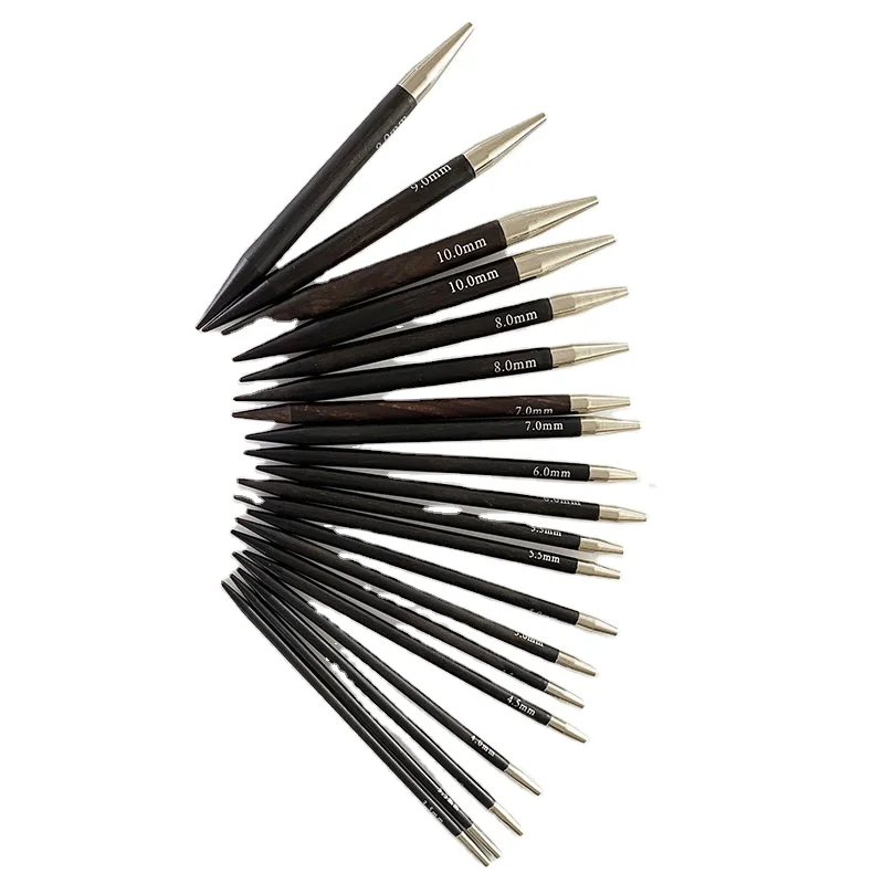 10 Pairs Interchangeable Crochet Hook Set sandalwood Circular Knitting Needles Set