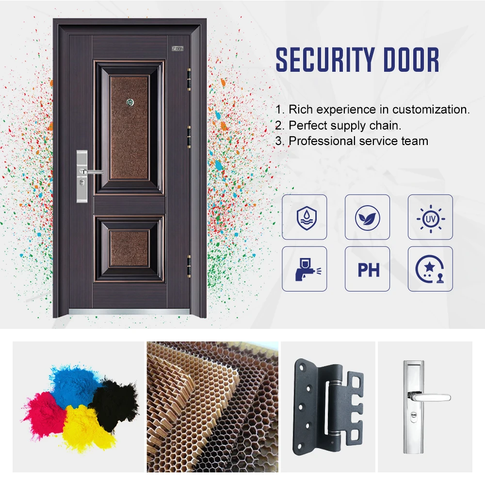 Luxury Exterior Front Steel Modern Iron Metal Entry Door Residential For Houses