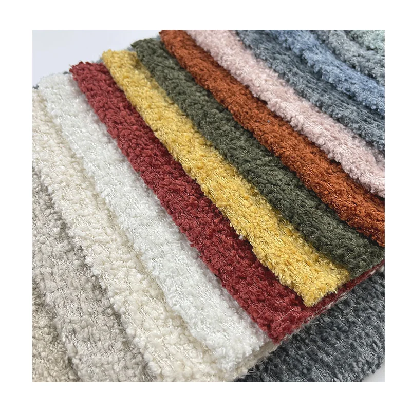 Free Sample Lamb Wool Look Heavyweight Super Soft Plush Boucle Sofa Fabric For sofas and Furniture Textile