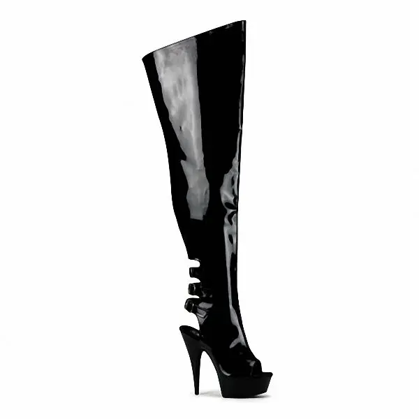 Over The Knee Boots 15cmSexy Thigh High Boots High Heels Pumps Platform Womens  High-heeled Boots Pipe Dance Shoes PU Nianzheni
