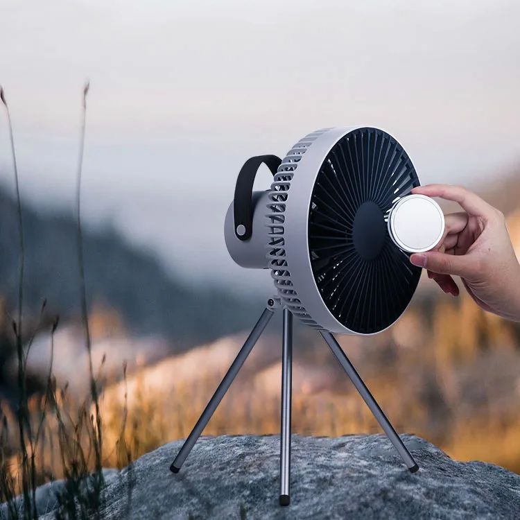 Portable Remote Control Rechargeable Wall Ceiling Standing Mini Outdoor Camping Tripod Fan With Led Light