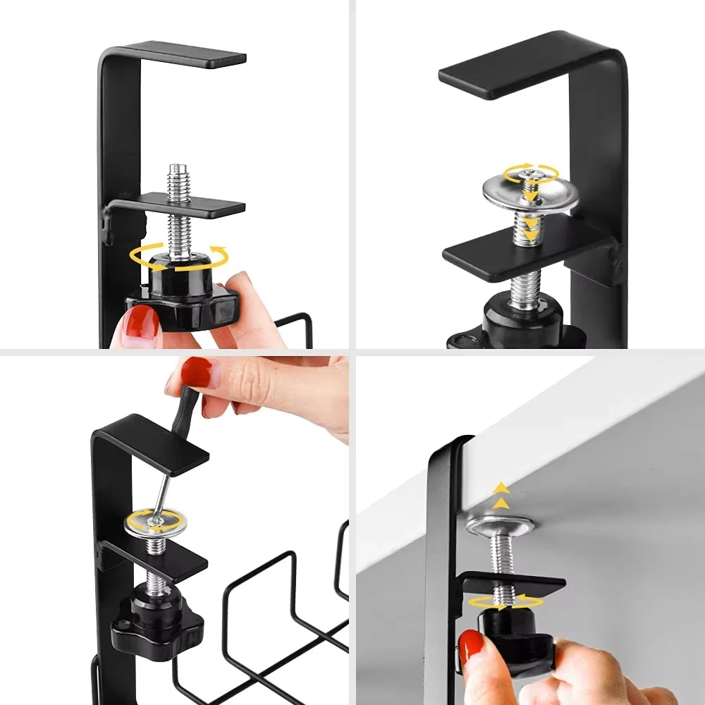 Wholesale Living Room Office Adjustable Cable Management Tray Under Desk Metal Wire Cable Organizer