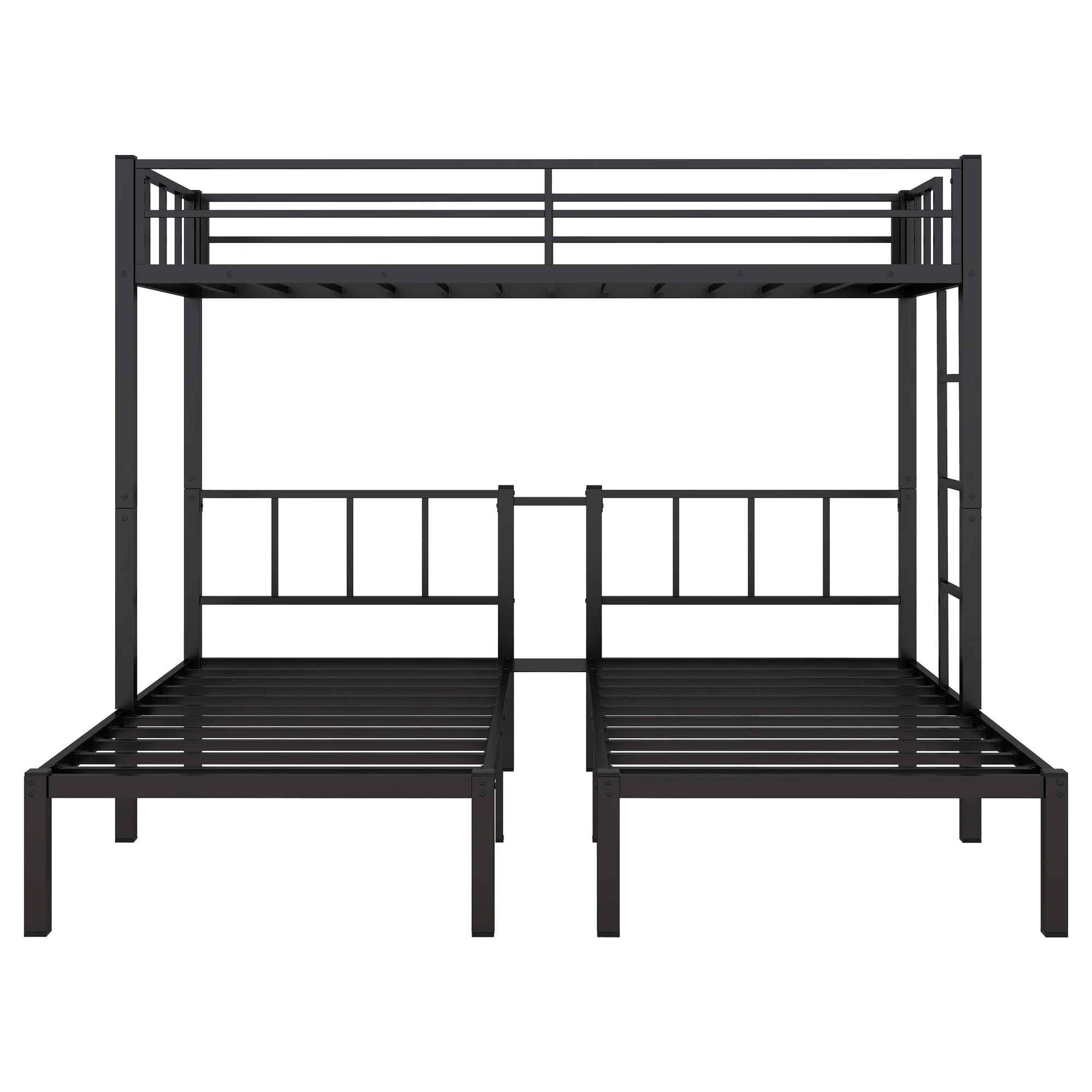 Space-Saving Can be Separated into 3 Twin Beds Black Triple Twin Bunk Bed