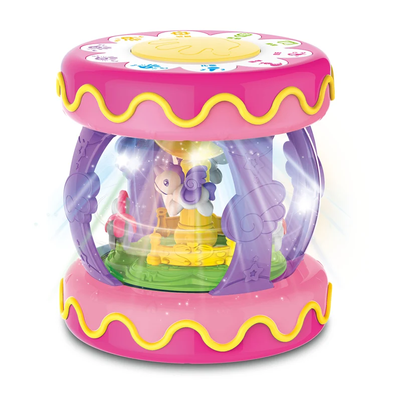 Kids Multi-Function Music Drum Instrument Toy Plastic Baby Electric Rotating Hand Beating Musical Drum Toys